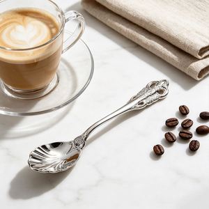 Baroque Seashell Shaped Coffee Tea Spoon 304 Stainless Steel <b>Dessert</b> Fruit <b>Fork</b> Mirror Polished for Wedding Restaurant Hotel - Product Image 4