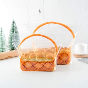 Clear <b>Plastic</b> Reusable Zipper Bread Loaf <b>Packaging</b> <b>Bags</b> with Handle for Freshness Preservation - Product Image 1