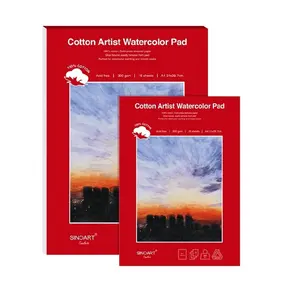 Sinoart 300gsm axit miễn phí giấy 16 tờ A5 A4 A3 100% cotton nghệ sĩ màu nước Pad màu nước giấy Pad màu nước màu nước Sketchbook