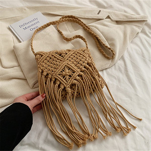New Style Macrame <strong>Bag</strong> Casual One-<strong>Shoulder</strong> Summer Beach Handbag for Girls With Cotton Lining for <strong>Mobile</strong> <strong>Phone</strong> Small Items - Product Image 2