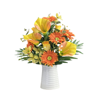 Buket bunga buatan tangan realistis vas putih kuning Calla Lily Orange gerbera-dekorasi rumah untuk perayaan Natal Paskah
