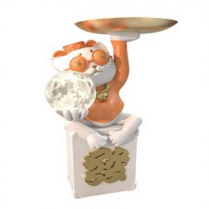 Chat porte-bonheur résine artisanat Sculpture Art populaire clé stockage entrée armoire à chaussures pour la maison salon pour décorations de bureau - Product Image 1