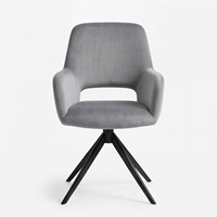 Chaise de salle à manger pivotante en velours avec accoudoirs creux, base en métal noir, chaise d'appoint rotative pour la maison, le bureau, le café, meubles d'intérieur