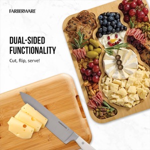 Planche à découper en bambou avec compartiments pour collations, pain et pâtisseries, plateau alimentaire en bois multi-usages, plateau de table - Product Image 3