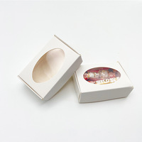 Mini boîte en papier kraft avec fenêtre pour emballage cadeau, idéale pour savons faits maison et friandises de boulangerie, avec doublure en éponge gaufrée