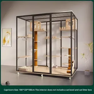 Großer Luxus-Katzenkäfig mit Glasbalkon, Haustier-Zimmer für den Innenbereich, Schutzhütte, Schrank, Haus, Villa, Platz, Katzennest, im Karton verpackt - Product Image 3