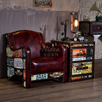 Canapé de style punk industriel, fauteuil rétro, mobilier en plaque d'immatriculation pour KTV, hôtel, cybercafé, bar, café, bar à cigares