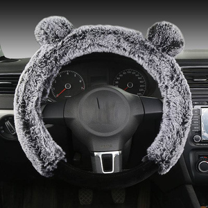 Coprivolante universale per auto con anello in gomma per ragazze invernali caldo soffice forma di orso - Product Image 3