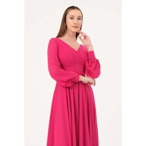 Haut décontracté élégant pour femme DANS, couleur unie fuchsia, coupe confortable, disponible en tailles européennes 38-42, modèle 1565 - Product Image 3