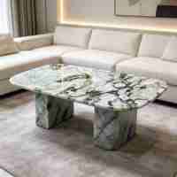 Table basse moderne en marbre avec hauteur réglable, mobilier écologique pour salon, chambre et hôtel