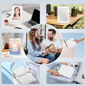Funtouch Rechargeable Travel Makeup <b>Mirror</b> 72 Led Lights 3 Color Lighting Dimmable Touch Portable Beauty <b>Mirror</b> - Product Image 6