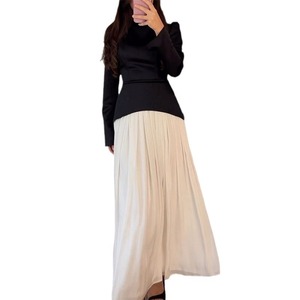 Automne nouvelle mode chaude couleur contraste couture attachée robe Slim Fit - Product Image 5