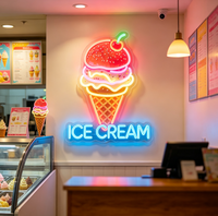 Enseigne néon LED personnalisée pour crème glacée, publicité pour entreprises, décoration de pâtisserie, signalétique de desserts, étanche, 3D, à intensité variable, à suspendre au mur