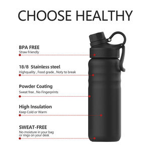 <span class=keywords><strong>Bouteille</strong></span> d'eau sport pour adulte en acier inoxydable à double paroi isolée par sublimation, personnalisable, fournie par le fabricant - Product Image 2