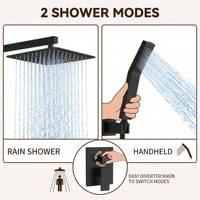 Ensemble de robinetterie de douche noir mat en gros avec pommeau de pluie de 10 pouces, mitigeur et douchette à main pour salle de bain principale
