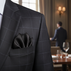 Black Self-Striped Jacquard Woven Neckerchief - Product Image 3