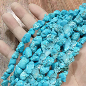 Turquesa de Arizona Azul sin Cortar, Hilo de 20 Pulgadas, Cuentas de Pepita de 4-6MM, Piedra Natural en Bruto Suelta, Suministros para Mayoristas - Product Image 3