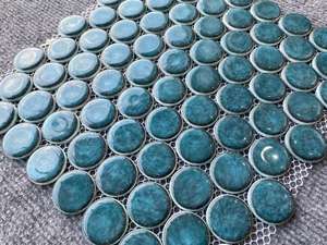 Cerchio di mosaico in ceramica smaltata tondo Penny Chips piastrelle a mosaico Backsplash da cucina - Product Image 4