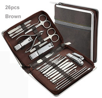 Meilleure Vente Kit de 26 Pièces Coupe-Ongles et Ciseaux en Acier Inoxydable, Soin des Cuticules, Manucure Pédicure Portable pour Adultes