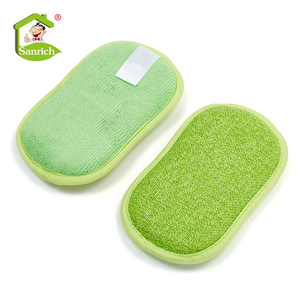 Éponge de cuisine biodégradable avec cordon, en microfibre et fibre de <span class=keywords><strong>bambou</strong></span>, tampon de nettoyage multifonctionnel <span class=keywords><strong>double</strong></span> <span class=keywords><strong>face</strong></span> - Product Image 1