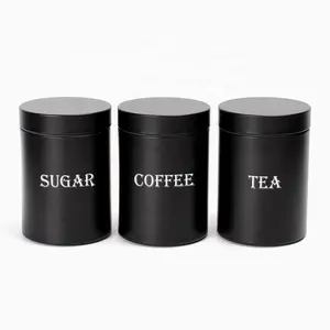 Balcão de cozinha personalizado, balcão de metal para armazenar alimentos para café do açúcar do chá, 3 peças de canister