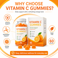 Gomitas Veganas de Vitamina C a Base de Pectina, 250 mg, Sin Azúcar, Sin OMG, para el Bienestar Inmunológico, ODM, Marca Privada