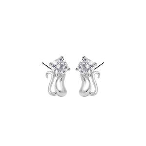Orecchini a bottone in argento Sterling 925 con zirconi graziosi orecchini estivi alla moda per animali domestici per ragazze piccole borchie in pietra - Product Image 1