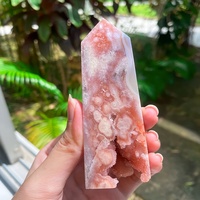 Vente en gros de pointes de cristal sculptées, tour en agate d'améthyste rose polie pour la décoration de la maison, cadeau de mariage, cadeau de vacances, écologique