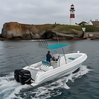 Bateau de pêche à console centrale en GRP de 7,5 m, moteur hors-bord de 300 CV, poids du coque de 1000 kg, 8 personnes, réservoir de carburant de 200 L