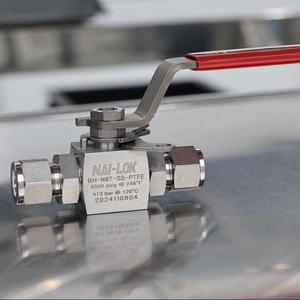 Vanne à boisseau sphérique à montage sur panneau 6000 psi en acier inoxydable 316, vanne d'instrumentation métrique 6 mm 8 mm 10 mm à double ferrule avec siège PEEK, vanne de régulation de gaz GNC - Product Image 6