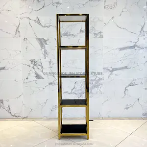 Bestseller Shoes Display Rack Cabinet Shelves 4 Layers Handbag Display Stand Holder Gold For Retail Shop