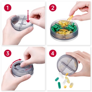 4 ngăn túi duy nhất nhỏ không thấm nước nhựa di động vòng du lịch nhắc nhở container lưu trữ Organizer trường hợp <span class=keywords><strong>Pill</strong></span> <span class=keywords><strong>Box</strong></span> - Product Image 2