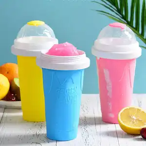 2024 Offre Spéciale Smoothie réutilisable quatre couleurs Silicone de qualité alimentaire nouveau Portable été fabricant congelé magique presser Slush Slushy tasse