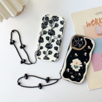 Coque de téléphone personnalisée en TPU avec motif floral peint à l'huile et chaîne pour iPhone 18 Pro Max, vente en gros d'usine, coques de téléphone Android DIY
