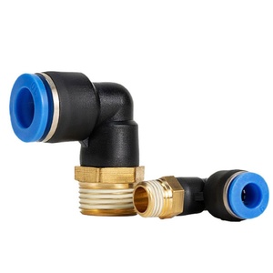 Conector de Manguera Neumática HOFUJNG, Conector de Esquina de Plástico Tipo L, Conector Neumático de Codo Macho de Metal - Product Image 1