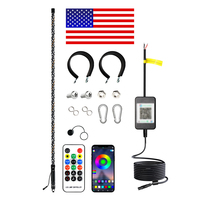 2FT RGB LED Fahnenmast-Lichtset 12V Wasserdichtes LED-Peitschenlicht für LKW ATV UTV Offroad Sanddünen Sicherheitswarnleuchte Neu