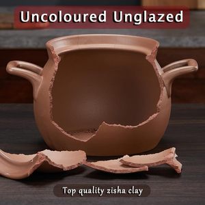 Zisha rouge non émaillée 2.4QT <span class=keywords><strong>casserole</strong></span> en terre cuite naturelle couvercle de <span class=keywords><strong>casserole</strong></span> en argile pour la cuisson du riz marmite Dolsot Bibimbap <span class=keywords><strong>casserole</strong></span> à soupe - Product Image 5