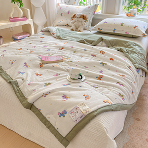 Parure de lit d'été à imprimé poney mignon - Literie douce en gaze double couche <span class=keywords><strong>pour</strong></span> enfants, couette respirante et légère - Product Image 4