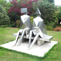 Sculpture en pierre de galet géométrique abstraite extérieure Offre Spéciale moderne d'acier inoxydable