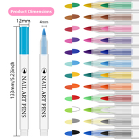 Ensemble de stylos à encre permanente pour nail art, 24 couleurs, pinceau à points et à lignes pour la création de motifs d'art sur ongles, ensemble d'outils pour l'art des ongles