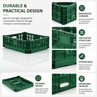 Caisse en plastique pliable et empilable ventilée HUADING 600*400*180 mm en PP pour le transport multifonctionnel de fruits et légumes frais