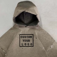 Sweat à capuche rétro délavé bicolore en molleton épais surdimensionné avec logo personnalisé pour le streetwear – Vente en gros