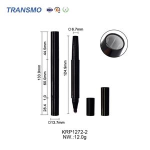 Emballage de stick contour double face avec logo personnalisé, tube en plastique, palette de fards à paupières avec pinceau en nylon, crayons cosmétiques - Product Image 1