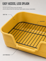 Bac à litière pour chat à ouverture frontale, faible seuil, toilette pour animaux de compagnie, plateau en plastique PP avec plateforme surélevée en maille de fer, 49 x 37 x 13 cm