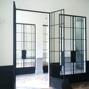 blocco francese porte per interni Suppliers-Cast di ferro balcone in acciaio finestra griglia di disegno porta in vetro con sezione cava