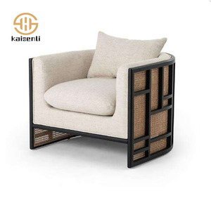 Semicircle Wooden Frame Rattan <b>Chair</b> for Hostel Leisure Area Outdoor Waterproof Leisure Single Couch - Product Image 1