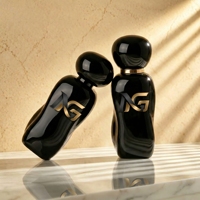 Flacon de parfum de luxe noir transparent élégant personnalisable avec logo, 50 ml, portable, vide, de qualité supérieure, avec boîte cadeau