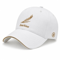 Gorra de Béisbol Personalizada de 6 Paneles con Logotipo Bordado SUNS HINE Dorado, Ajustable, con Visera Curva y Bolsa de Empaque Individual