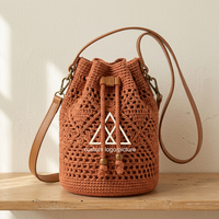 Sac seau en tricot fait main style bohème, bandoulière ajourée, pour la plage, les voyages et les activités de plein air, personnalisable ODM/OEM