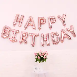 16 inç mutlu doğum günü mektubu balon alüminyum renkli mutlu doğum günü partisi folyo balon dekorasyon Ballon balonlar